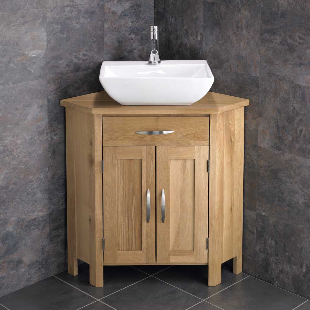 Corner Freestanding Cabinet Bathroom Vanity Unit 78cm Wide Ceramic Sink